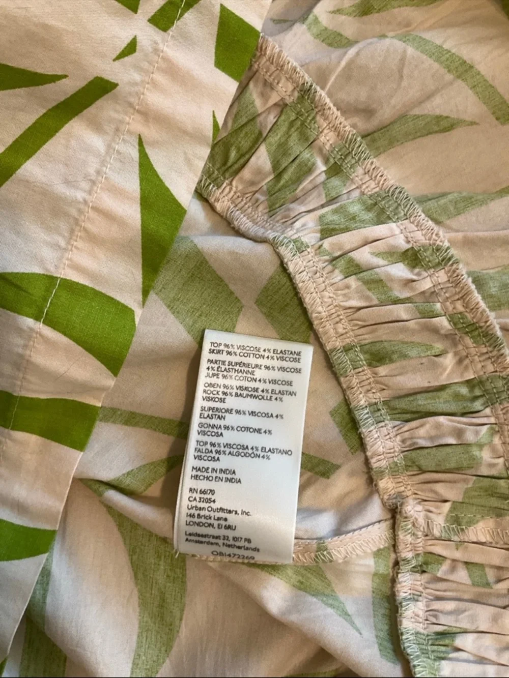 Free People Kenny Set w/ cropped cream tee and green print maxi skirt, S - Picture 10 of 12